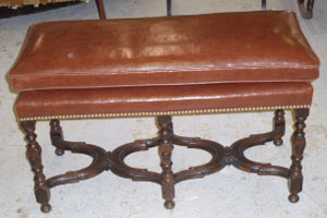 A Creamy Brown Reupholstered Bench